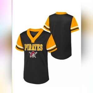 MLB Pittsburgh Pirates Girls' Henley Team Jersey, Size: XL(14/16)